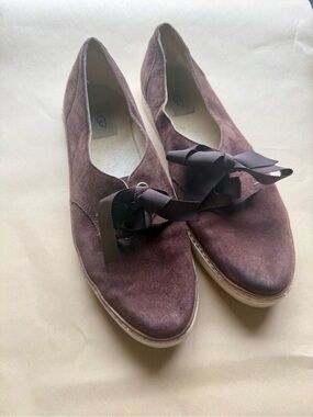 UGG Women's Suede Ribbon-Accent Slip-On Flats in Brown